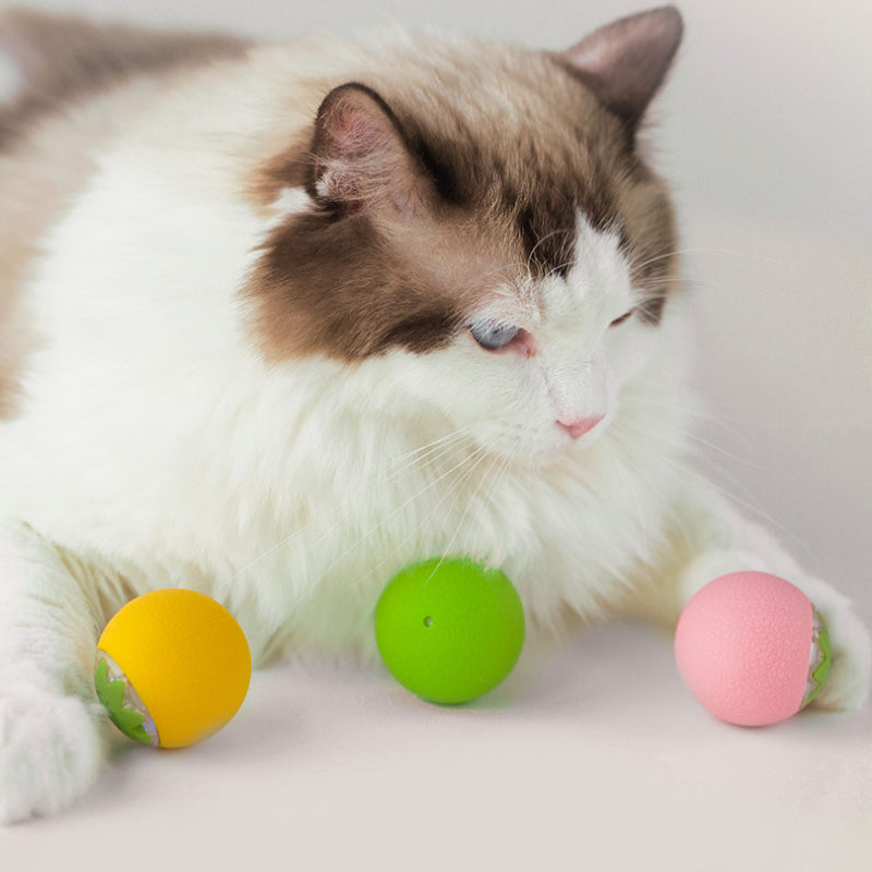Katzenspielzeug elektrisch, Interaktives Selbstbewegenden Rollbällen, Spaß & Unterhaltung für Katzen, Gelb, Grün, Rosa (3 Stück)