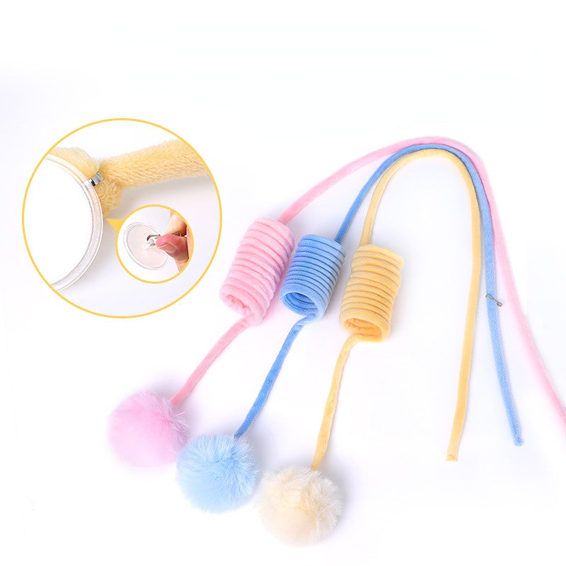 Kuscheltier für Katze, Selbstspielende Katzenspielzeug türrahmen Plüschball, Drei Farben erhältlich für Endlosen Spaß