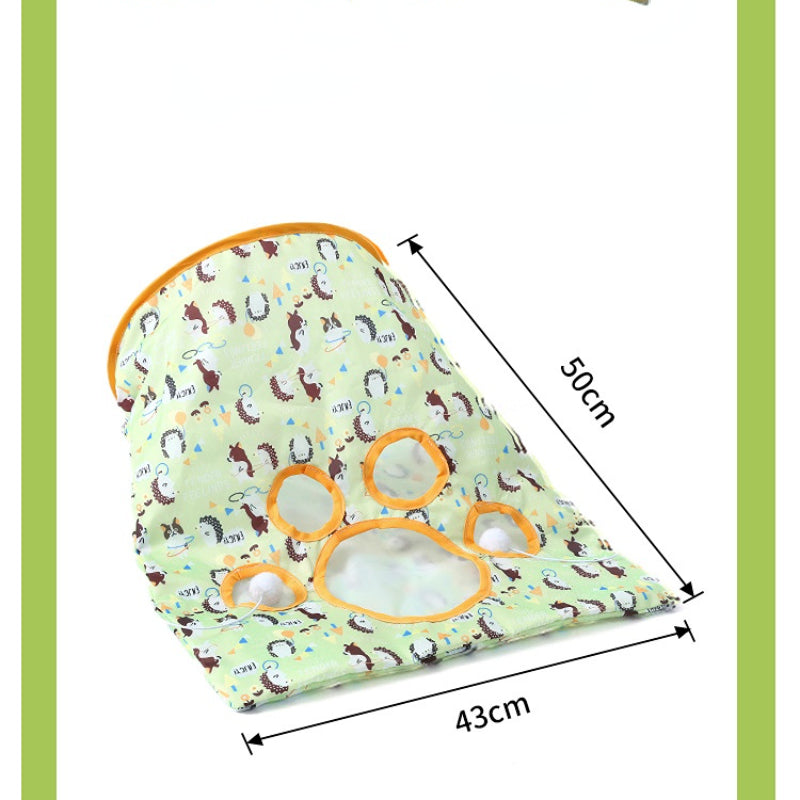 Katzentunnel für Katzen, Katzen Rascheltunnel, Katzenbohrer Tasche mit Tiermotiven & Plüschmaus, für Mehrkatzenhaushalte