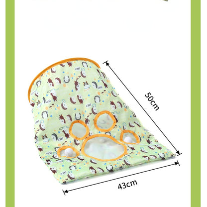 Katzentunnel für Katzen, Katzen Rascheltunnel, Katzenbohrer Tasche mit Tiermotiven & Plüschmaus, für Mehrkatzenhaushalte