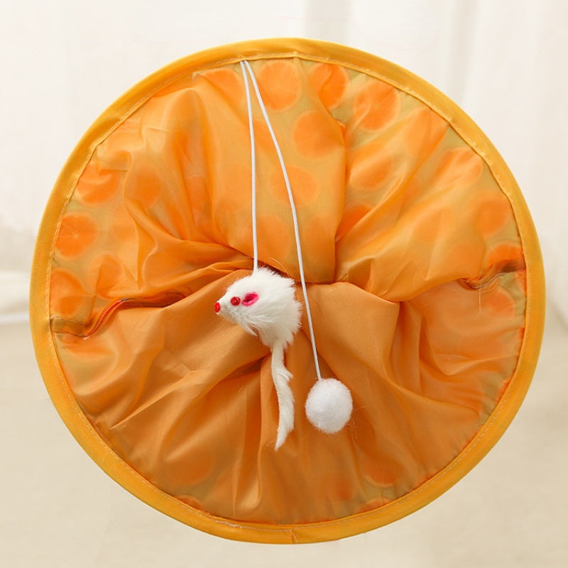 Katzentunnel für Katzen, Katzen Rascheltunnel, Katzenbohrer Tasche mit Tiermotiven & Plüschmaus, für Mehrkatzenhaushalte