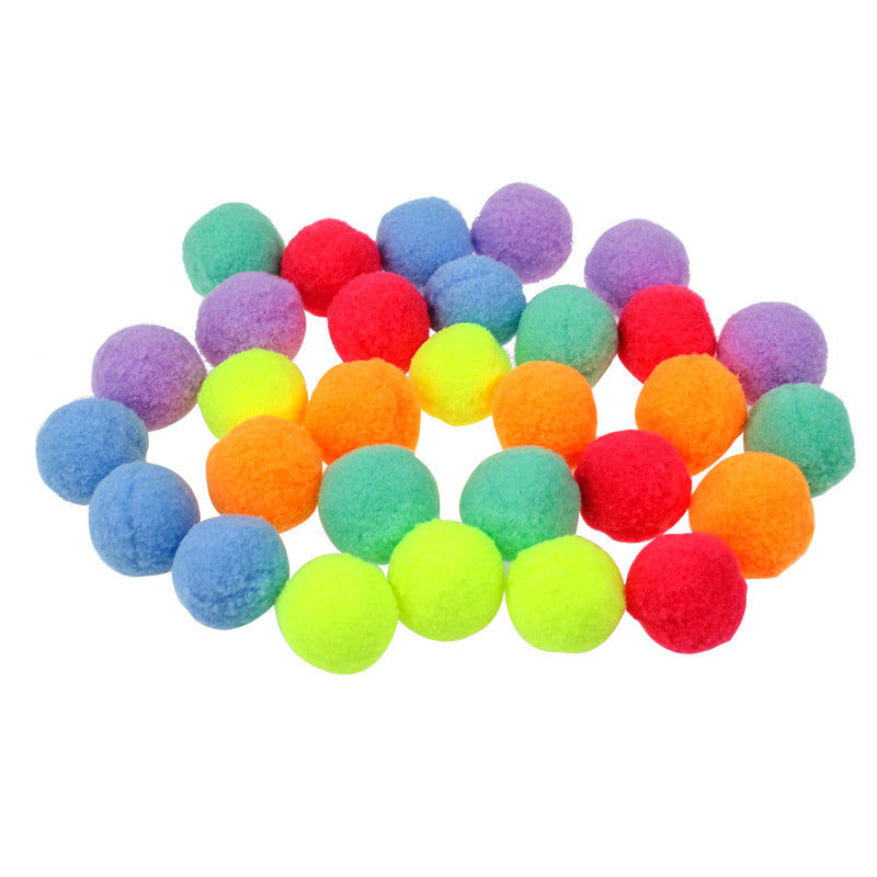 Kuscheltier Katze, Bunter 3 cm Plüschball in Bonbonfarben, Interaktive Katzen Spielzeuge, Bunte Zahnreinigung Balls für Katzen