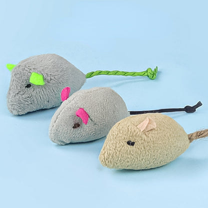 Katze Spielzeug, Katzenspielzeug Plüsch Mäuse mit Katzenminze, interaktives Spielzeug für Katzen in Beige, Hellgrau & Mittelgrau