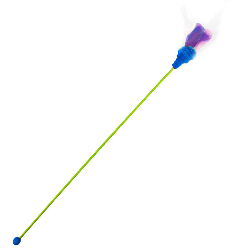 Katzen Spielzeug, Katzenangel mit Bunte Pailletten-Feder Insekten-Serie, Schmetterling, Libelle & Karotte für Katzen Fröhlich