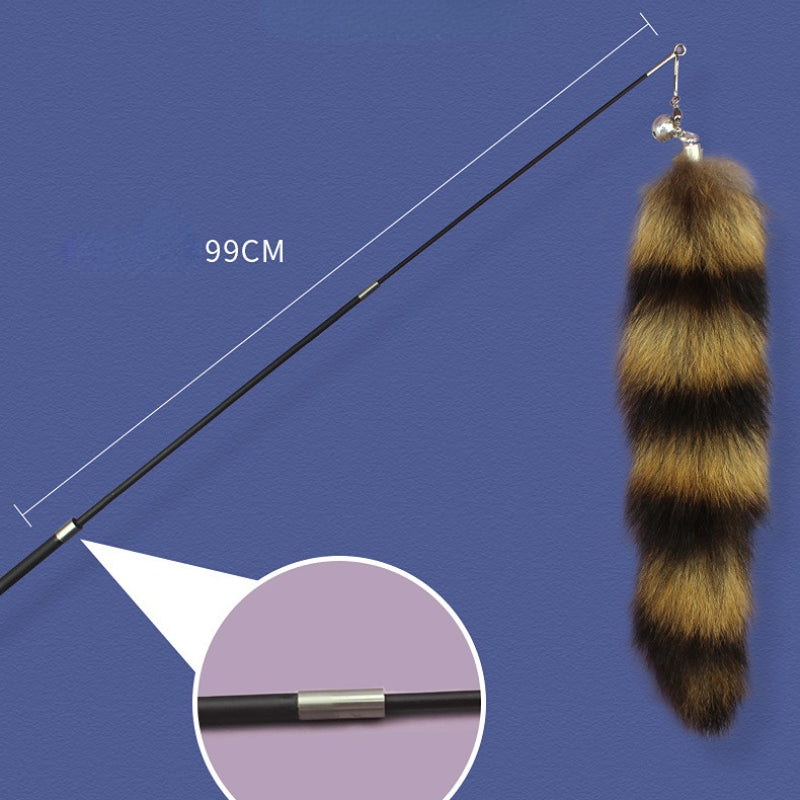 Katzen Spielzeug, Kunstfaser Fuchs-Schwanz Katzenangel mit Skalierbar Flexibler Stange, Ideal für Spiel & Beschäftigung
