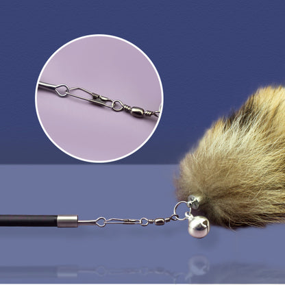 Katzen Spielzeug, Kunstfaser Fuchs-Schwanz Katzenangel mit Skalierbar Flexibler Stange, Ideal für Spiel & Beschäftigung