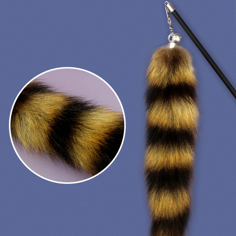 Katzen Spielzeug, Kunstfaser Fuchs-Schwanz Katzenangel mit Skalierbar Flexibler Stange, Ideal für Spiel & Beschäftigung