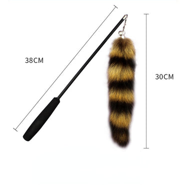 Katzen Spielzeug, Kunstfaser Fuchs-Schwanz Katzenangel mit Skalierbar Flexibler Stange, Ideal für Spiel & Beschäftigung
