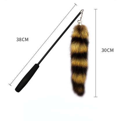 Katzen Spielzeug, Kunstfaser Fuchs-Schwanz Katzenangel mit Skalierbar Flexibler Stange, Ideal für Spiel & Beschäftigung