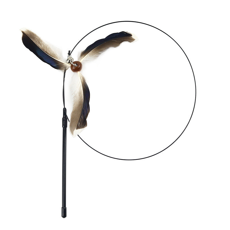 Katze Spielzeug, katzenangel, Interaktiver Feder Windmühlenform Spielzeug mit Langen Griff für Katze Endlose Unterhaltung