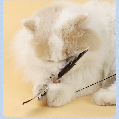 Katze Spielzeug, katzenangel, Interaktiver Feder Windmühlenform Spielzeug mit Langen Griff für Katze Endlose Unterhaltung