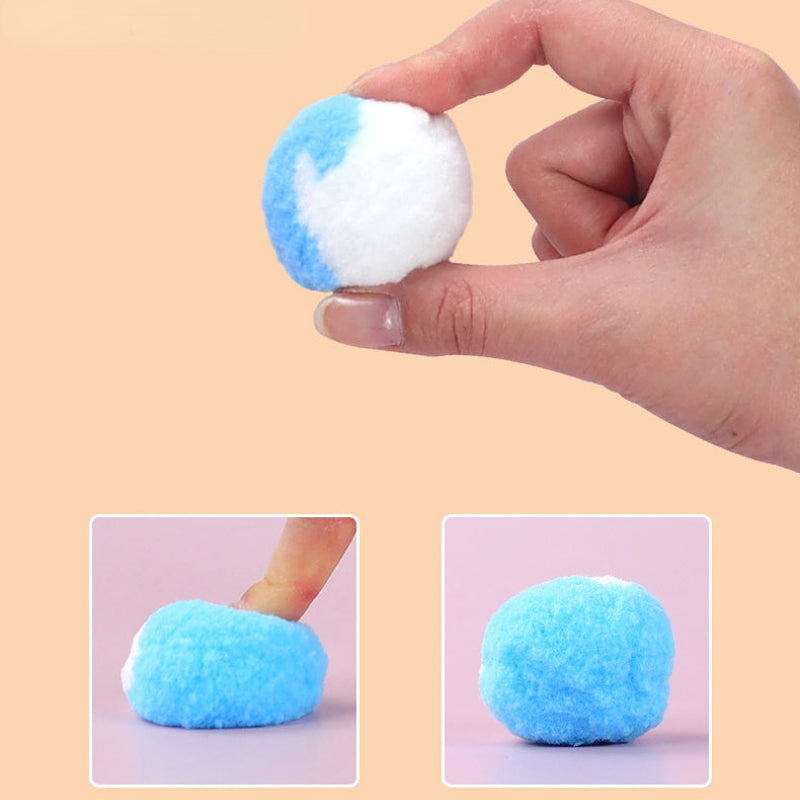 Katzen Spielzeug, Bunte Katzenball aus Polyester-Faser, Selbstspielendes & Lustiges Katzenspielzeug in Blau, Gelb und Rosa