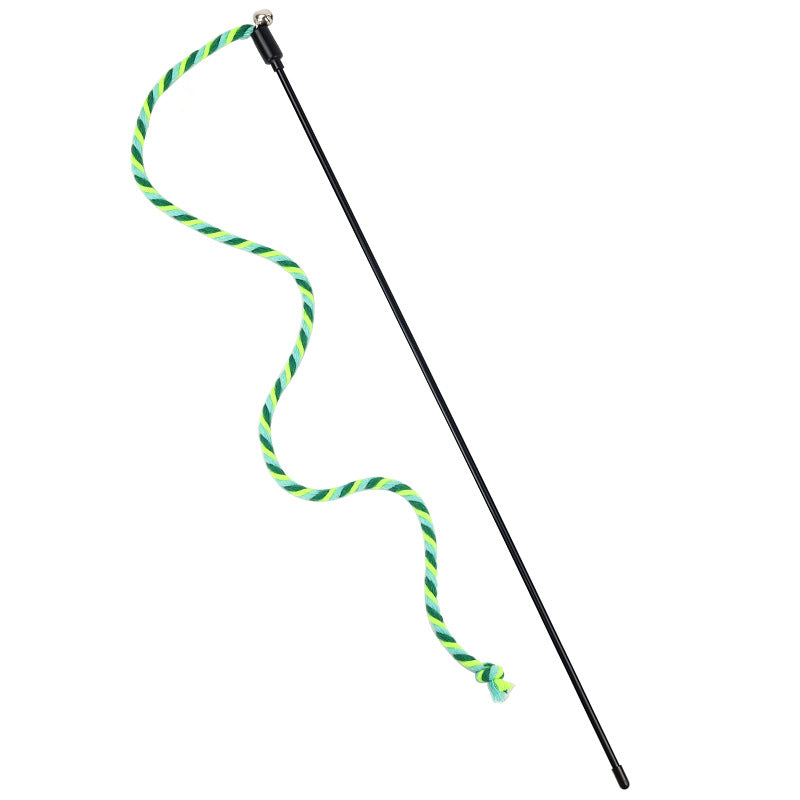 Katzen Spielzeug, Farbige Baumwollseil katzenangel in Orange, Gelb & Grün für Katzen Spielstunden, Selbstgenuss (1 Stück)