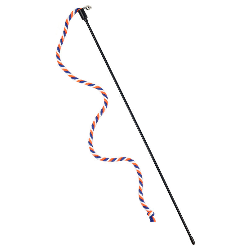 Katzen Spielzeug, Farbige Baumwollseil katzenangel in Orange, Gelb & Grün für Katzen Spielstunden, Selbstgenuss (1 Stück)