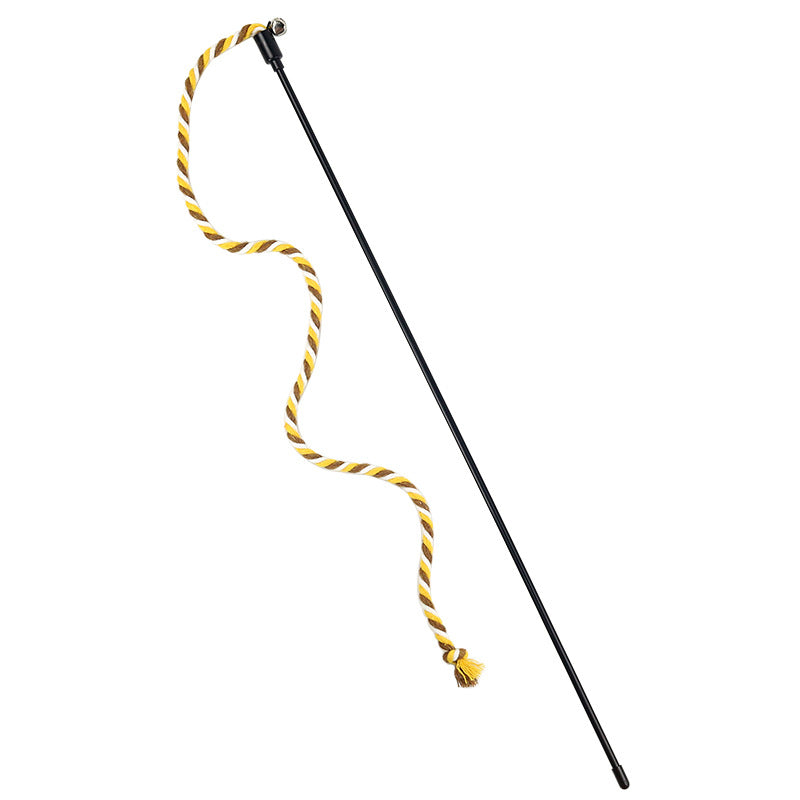 Katzen Spielzeug, Farbige Baumwollseil katzenangel in Orange, Gelb & Grün für Katzen Spielstunden, Selbstgenuss (1 Stück)