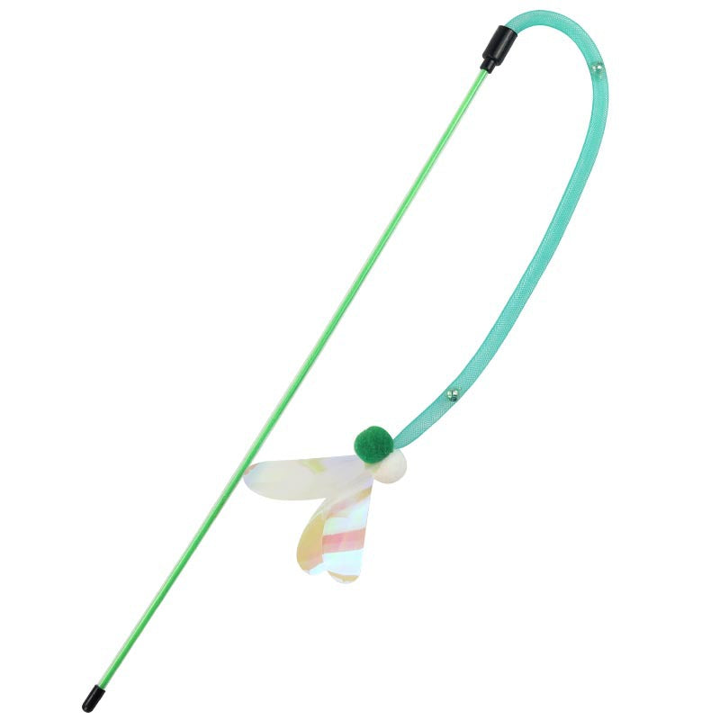 Katze Spielzeug, Insekt Katzenangel mit Elastischem Netz & Glöckchen für Katzen zur Selbstunterhaltung, Drei Farben erhältlich (1 Stück)