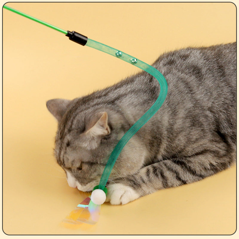 Katze Spielzeug, Insekt Katzenangel mit Elastischem Netz & Glöckchen für Katzen zur Selbstunterhaltung, Drei Farben erhältlich (1 Stück)