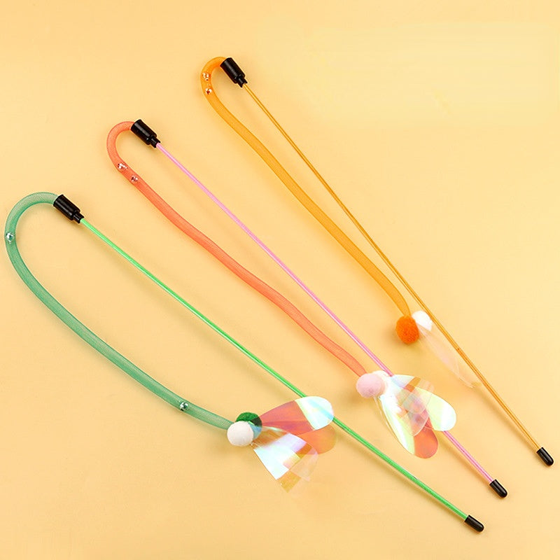 Katze Spielzeug, Insekt Katzenangel mit Elastischem Netz & Glöckchen für Katzen zur Selbstunterhaltung, Drei Farben erhältlich (1 Stück)