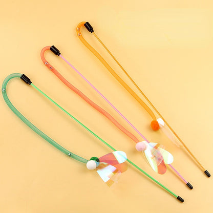 Katze Spielzeug, Insekt Katzenangel mit Elastischem Netz & Glöckchen für Katzen zur Selbstunterhaltung, Drei Farben erhältlich (1 Stück)