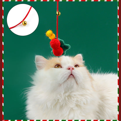 Katzen Spielzeug, Weihnachts-Interaktives Katzenangel mit Glocken & Plüschball, Acrylgriff, 3 verschiedenen Designs (1 Stück)