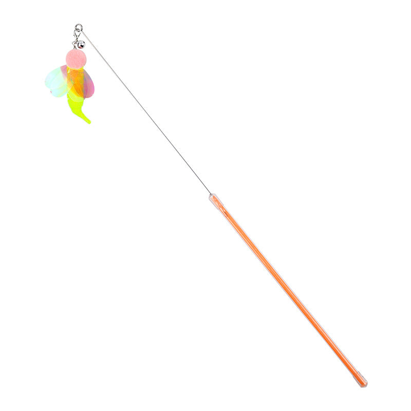 Katze Spielzeug, Teleskopisch Klingel Feder Katzenangeln mit Fische, Schmetterlinge & Libellen, Unterhaltungsspiele für Katzen