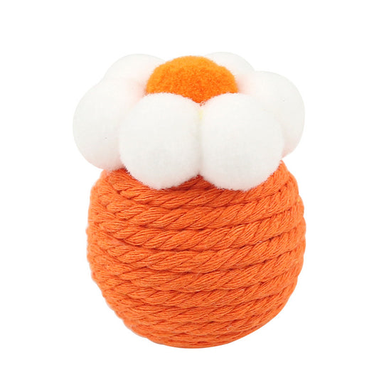 Spielzeug Katzen, Katzenspielzeug Ball aus Plüsch und Baumwollseil in Blumenform, Erhältlich in Grün, Orange und Rot für verspielte Katzen