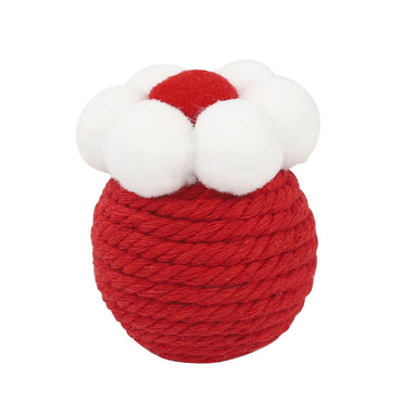 Spielzeug Katzen, Katzenspielzeug Ball aus Plüsch und Baumwollseil in Blumenform, Erhältlich in Grün, Orange und Rot für verspielte Katzen