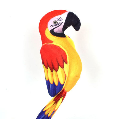 Kuscheltier Katze, Realistisches Papageien-Design, 16cm, mit Knisterpapier für spannende Geräusche, in Blau oder Rot