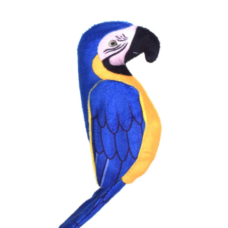 Kuscheltier Katze, Realistisches Papageien-Design, 16cm, mit Knisterpapier für spannende Geräusche, in Blau oder Rot