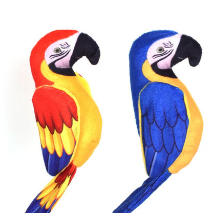 Kuscheltier Katze, Realistisches Papageien-Design, 16cm, mit Knisterpapier für spannende Geräusche, in Blau oder Rot