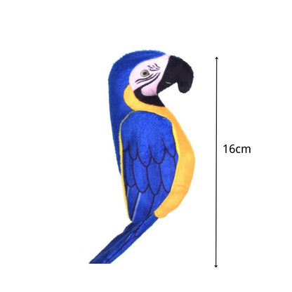 Kuscheltier Katze, Realistisches Papageien-Design, 16cm, mit Knisterpapier für spannende Geräusche, in Blau oder Rot