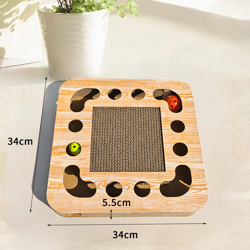 Spielzeug Katze, Multifunktionales Intelligenzspielzeug für Katzen, 2-in-1 Kratzbrett und Ballspielzeug, robust und langlebig