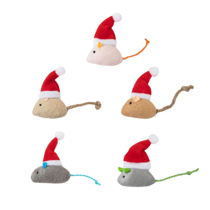 Kuscheltier für Katze, Katzenspielzeug Weihnachts Maus mit Katzenminze, Interaktives Unterhaltungsspielzeug (5 Stück)