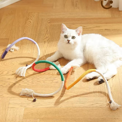 Katzen Spielzeug, Katzen Kauspielzeug aus 70 cm Baumwollseil für Kätzchen zum Spielen & Schärfen der Zähne, 3 Farben wählbar (1 Stück)