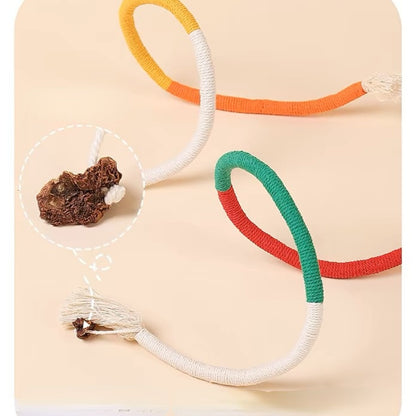 Katzen Spielzeug, Katzen Kauspielzeug aus 70 cm Baumwollseil für Kätzchen zum Spielen & Schärfen der Zähne, 3 Farben wählbar (1 Stück)