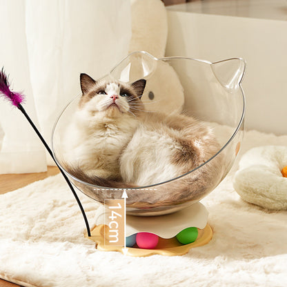 Katzen Spielzeug, Katzen Drehscheibe, PET-Raumkapsel-Halbkugelform Katzenbett, Groß und klein, Spielen & Schlafen in einem