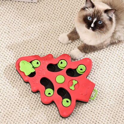 Intelligenzspielzeug Katze, Weihnachtsbaum-Design, Slow Feeder Spielzeug für Katzen, Anregende Aktivitäten, Zwei Farben