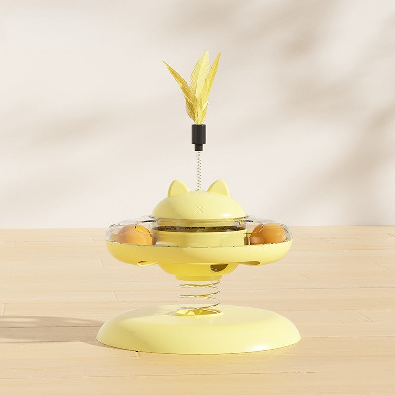 Katze Intelligenzspielzeug, interaktives Futterspielzeug mit Cat-Drehteller und Katzenangel, fördern die geistige Aktivität