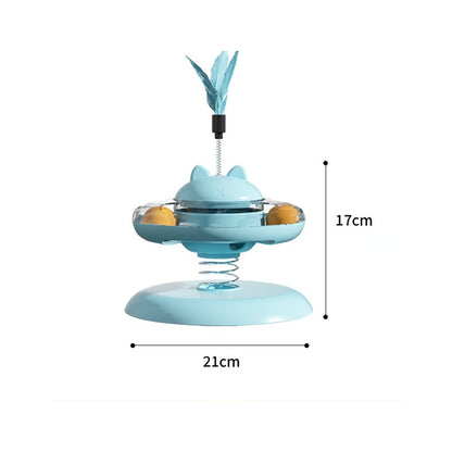 Katze Intelligenzspielzeug, interaktives Futterspielzeug mit Cat-Drehteller und Katzenangel, fördern die geistige Aktivität