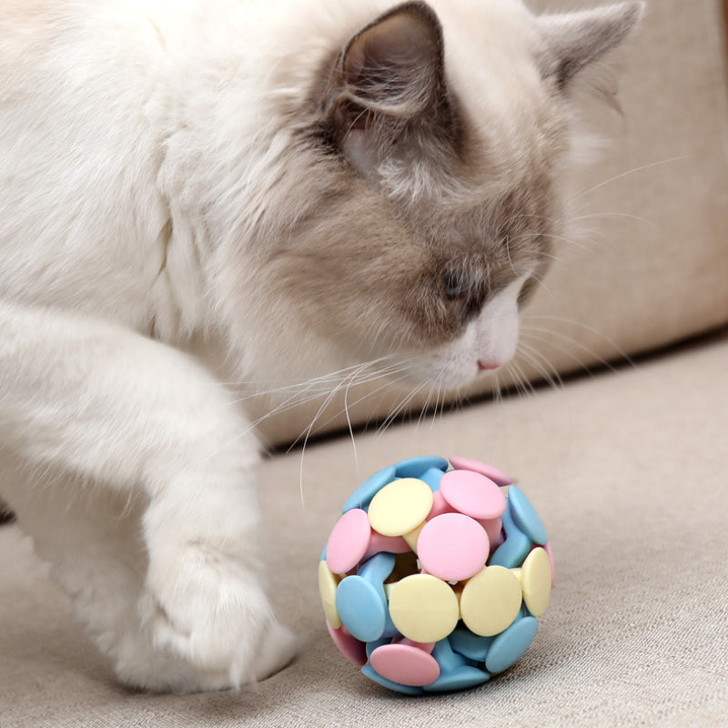 Katzen Spielzeug, Katzenball, Makaron-Drei-Farben-Glockenbälle Bälle, 6,5 cm & 7,5 cm Zwei Durchmesser, Entspannung für Katzen