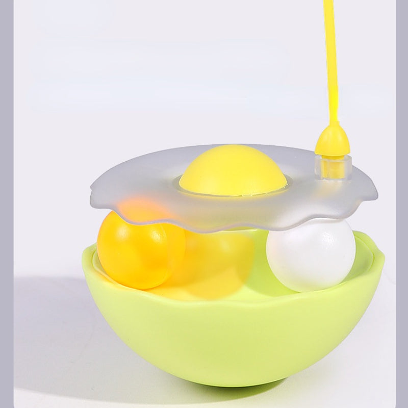 Katzen Spielzeug, Gelb Cat-Drehteller, Kippsicheres Design mit Wackel Federglocken-Katzenangel & Katzenminze-Bälle