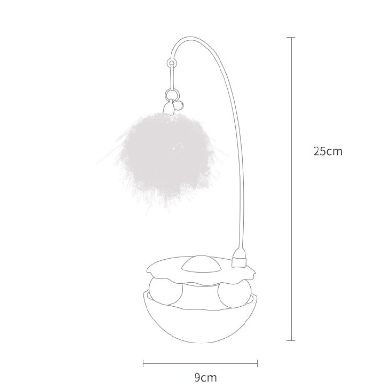 Katzen Spielzeug, Gelb Cat-Drehteller, Kippsicheres Design mit Wackel Federglocken-Katzenangel & Katzenminze-Bälle