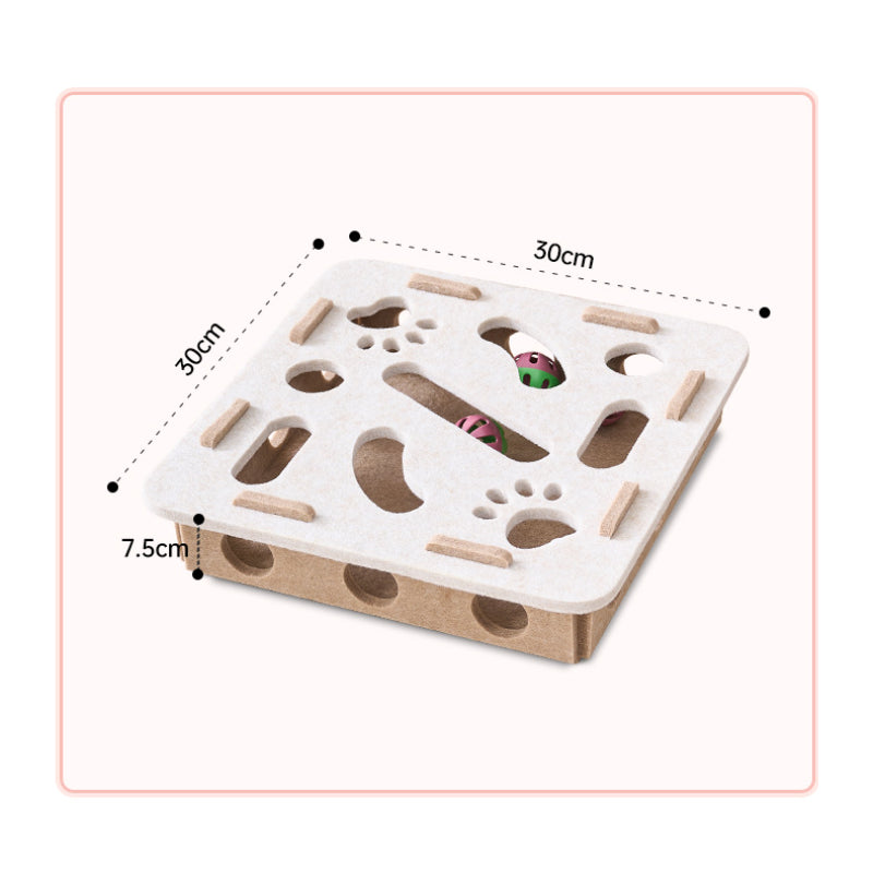 Intelligenzspielzeug Katze, Quadrat Labyrinth Filzbox mit Glockenball, in Grün und Weiß, zur Verbesserung der Intelligenz