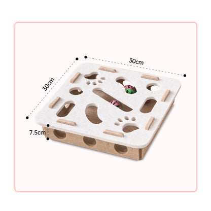 Intelligenzspielzeug Katze, Quadrat Labyrinth Filzbox mit Glockenball, in Grün und Weiß, zur Verbesserung der Intelligenz