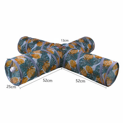 Katzentunnel, Blätter Druckmustern Faltbarer Katzen-Spieltunnel, Katzen Spielzeug für aktive Katzen, 4 Modelle verfügbar