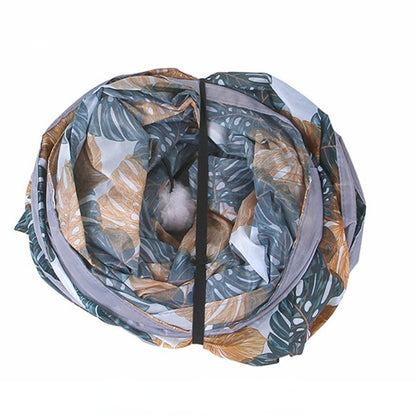 Katzentunnel, Blätter Druckmustern Faltbarer Katzen-Spieltunnel, Katzen Spielzeug für aktive Katzen, 4 Modelle verfügbar