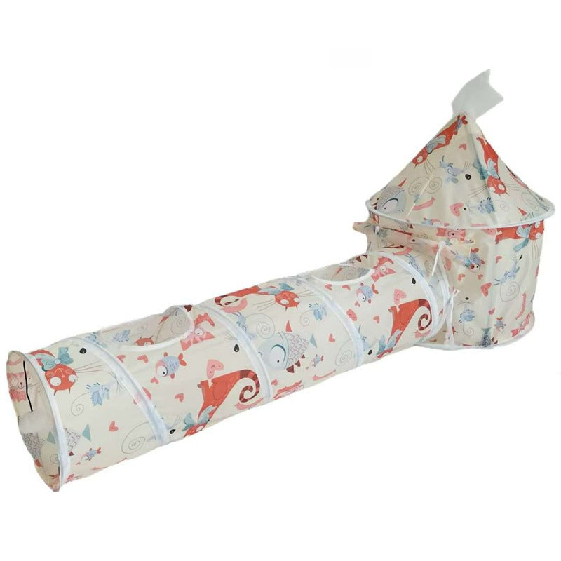 Katzentunnel, Faltbarer, Abnehmbar Katzenzelt mit drei Ausgang, Hängender ball für Spiel & Erholung, Drei Farben erhältlich