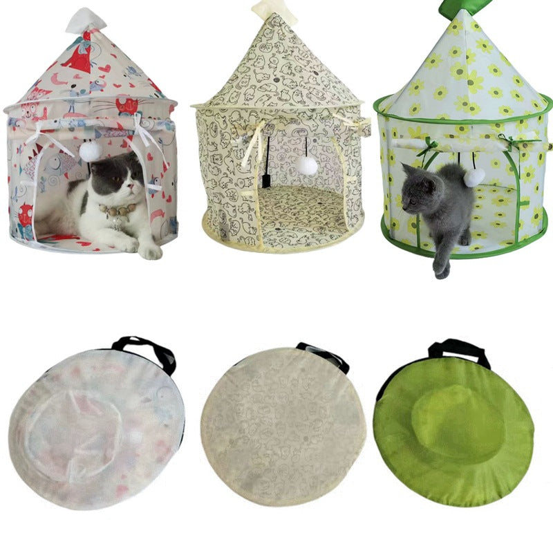 Katzentunnel, Faltbarer, Abnehmbar Katzenzelt mit drei Ausgang, Hängender ball für Spiel & Erholung, Drei Farben erhältlich