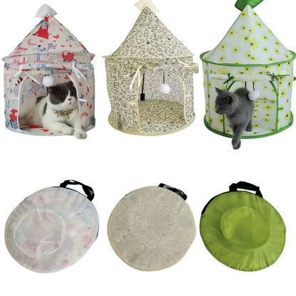 Katzentunnel, Faltbarer, Abnehmbar Katzenzelt mit drei Ausgang, Hängender ball für Spiel & Erholung, Drei Farben erhältlich