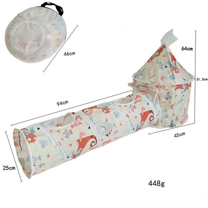 Katzentunnel, Faltbarer, Abnehmbar Katzenzelt mit drei Ausgang, Hängender ball für Spiel & Erholung, Drei Farben erhältlich